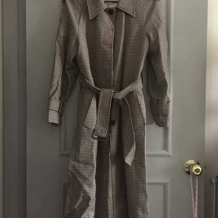 [BUNJANG] Sandro Check Trench Coat Long Jacket / 산드로 체크 트랜치 코트 롱자켓 34사이즈