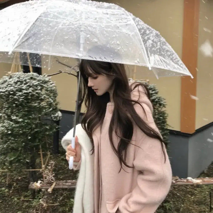 [BUNJANG] LaBelleBlanc Alpaca Hooded Coat - Pink / 라벨르블랑 알파카 후드 코트 핑크