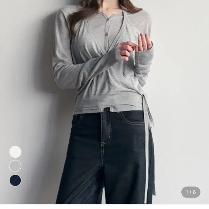 [BUNJANG] Basicca Layered Halter Cardigan - Gray, Navy / (새상품)바시카 홀터 랩 레이어드 가디건_그레이,네이비