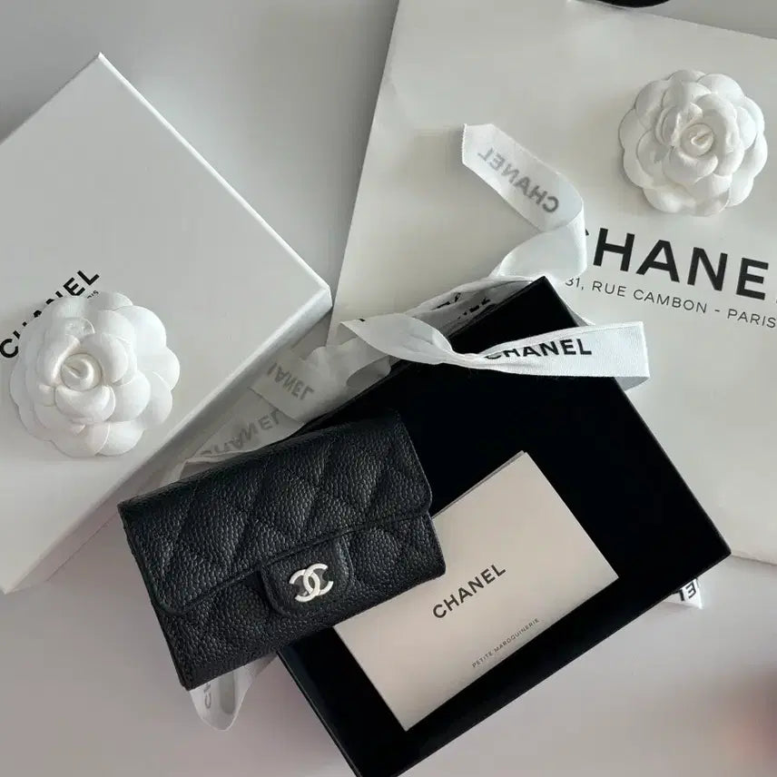 [BUNJANG] Chanel Caviar Card Wallet / 샤넬 캐비어 똑딱이 카드지갑 은장 새상품