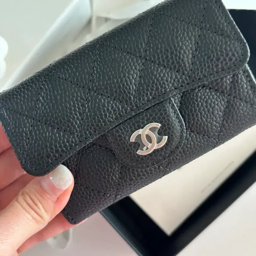 [BUNJANG] Chanel Caviar Card Wallet / 샤넬 캐비어 똑딱이 카드지갑 은장 새상품