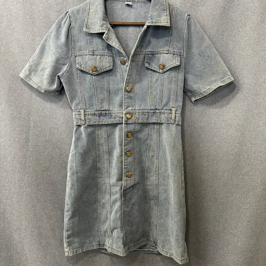 [BUNJANG] Vintage Washed Denim Button Dress / 빈티지 워싱 데님 버튼 원피스
