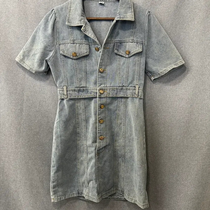 [BUNJANG] Vintage Washed Denim Button Dress / 빈티지 워싱 데님 버튼 원피스