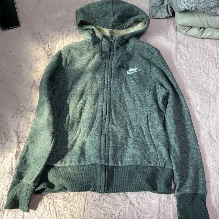 [BUNJANG] Nike Gray Lined Fleece Zip-Up Hoodie / 나이키 그레이 안감 양털 뽀글이 후드집업s