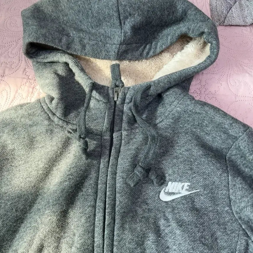 [BUNJANG] Nike Gray Lined Fleece Zip-Up Hoodie / 나이키 그레이 안감 양털 뽀글이 후드집업s