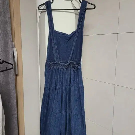 [BUNJANG] Blue Denim Ruffle Maxi Dress / 청 데님 캉캉 롱 원피스