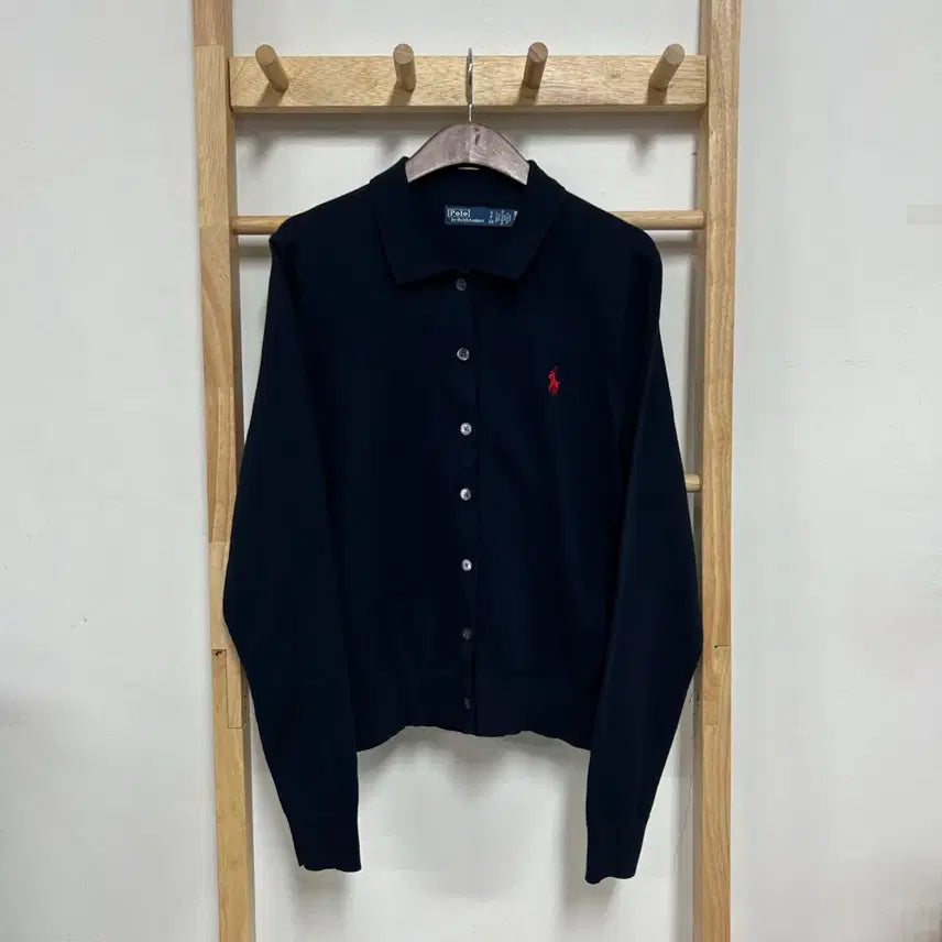 [BUNJANG] Polo Ralph Lauren QR Pony Logo Button Cardigan Navy / 폴로 랄프로렌 신형QR 포니로고 버튼 가디건 네이비