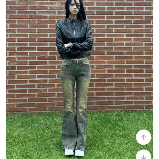 [BUNJANG] Vintage Line Zipper Rider Leather Jacket L / 빈티지 라인 지퍼 라이더 레더 자켓 L