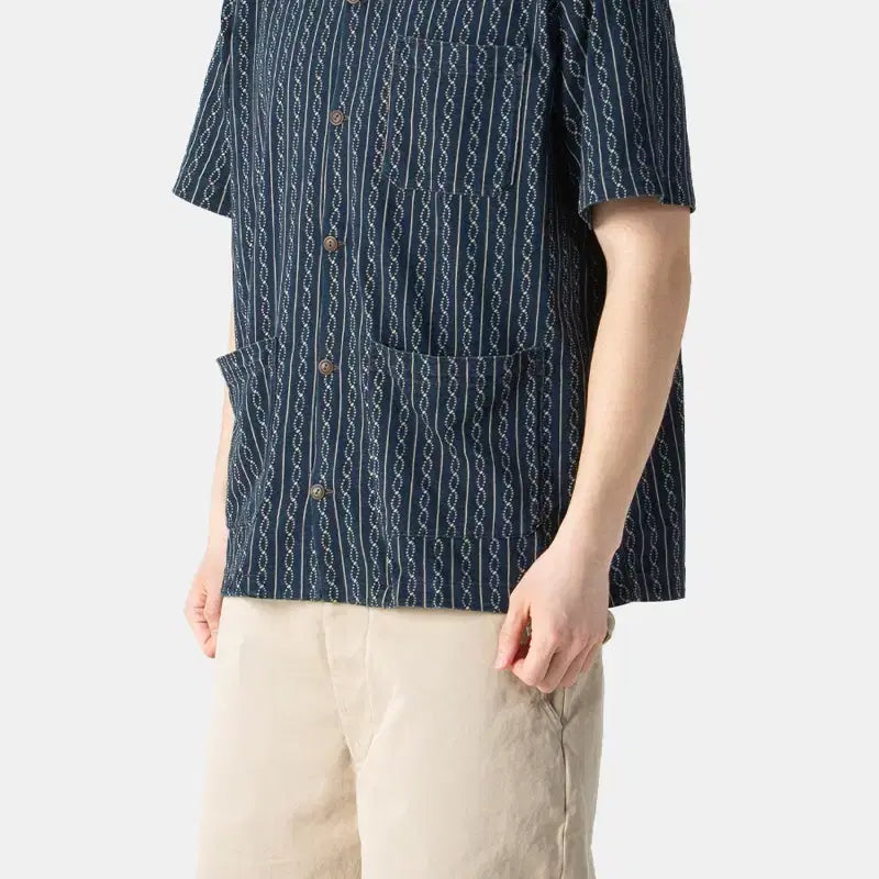 [BUNJANG] RRL Indigo Print Jersey Camp Shirt / RRL 인디고 프린트 저지 캠프 셔츠 L