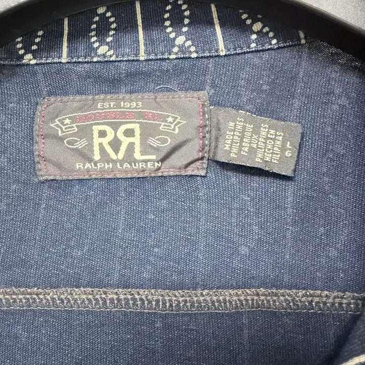 [BUNJANG] RRL Indigo Print Jersey Camp Shirt / RRL 인디고 프린트 저지 캠프 셔츠 L