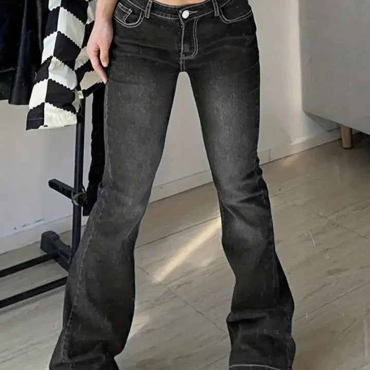 [BUNJANG] Black Bootcut Jeans / 부츠컷 검정 청바지