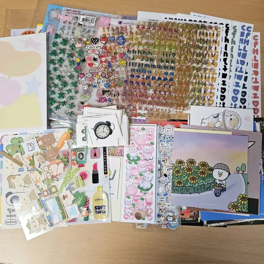 [BUNJANG] Diary Decoration Sticker and Postcard Bundle Set / 다이어리 다꾸 모조지 스티커 엽서 일괄 처분 양도