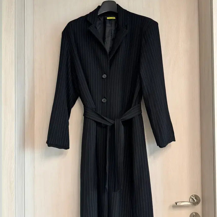 [BUNJANG] Striped Long Jacket Coat / 스트라이프 롱자켓형 코트
