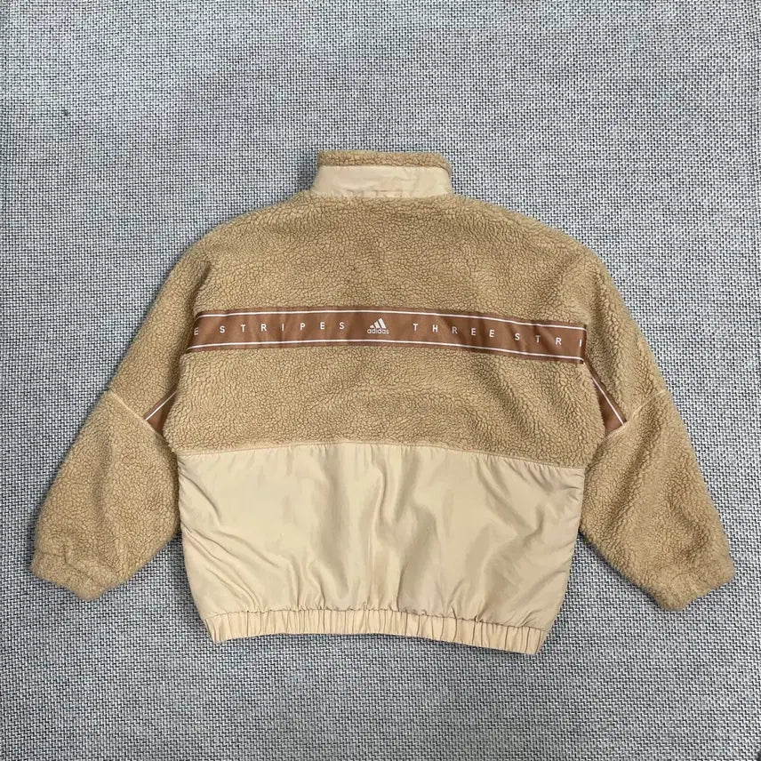 [BUNJANG] Adidas WORD BOA Jacket Beige L / 아디다스 WORD BOA JKT 베이지 보아 패딩 믹스 자켓 L