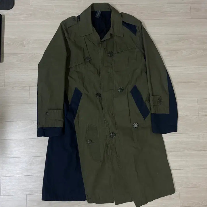 [BUNJANG] Mihara Yasuhiro Kaki Cotton Trench Coat / 미하라 야스히로 카키 코튼 트렌치코트