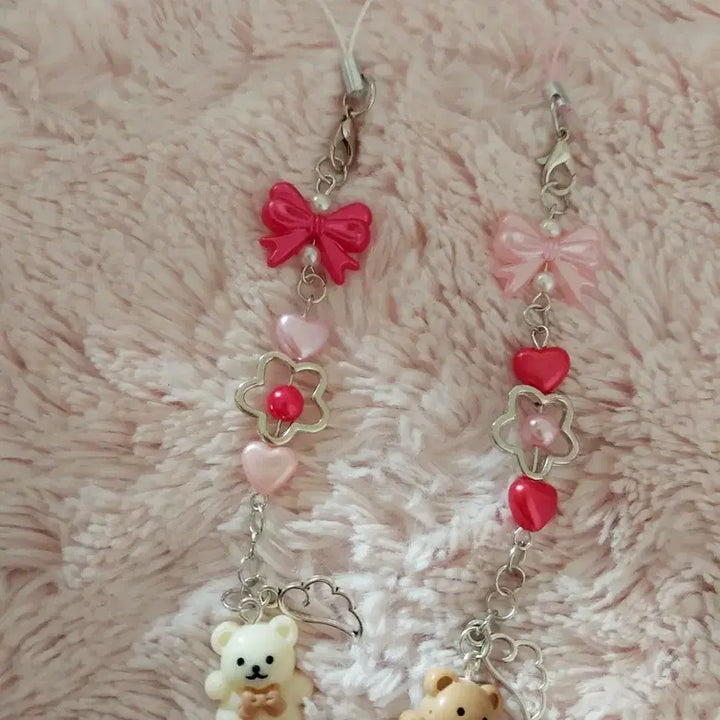 [BUNJANG] Beaded Bear Keyring / 리본 곰돌이 비즈키링