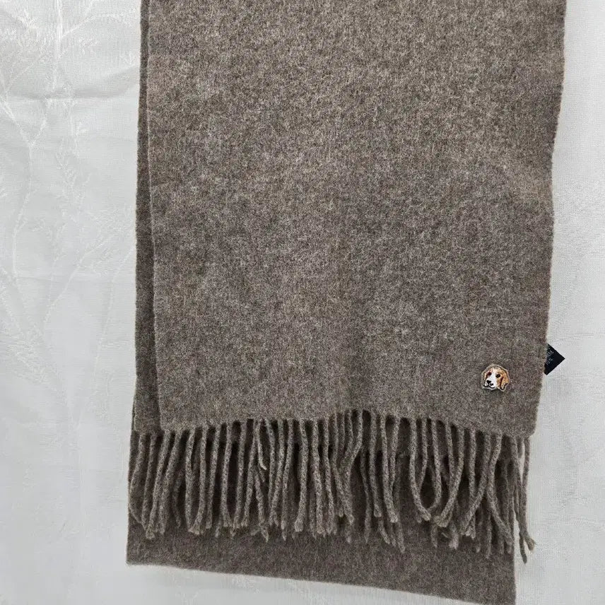 [BUNJANG] Brown Wool Muffler with Dog Embroidery / 브라운 울 머플러 (강아지 자수) [B10499]