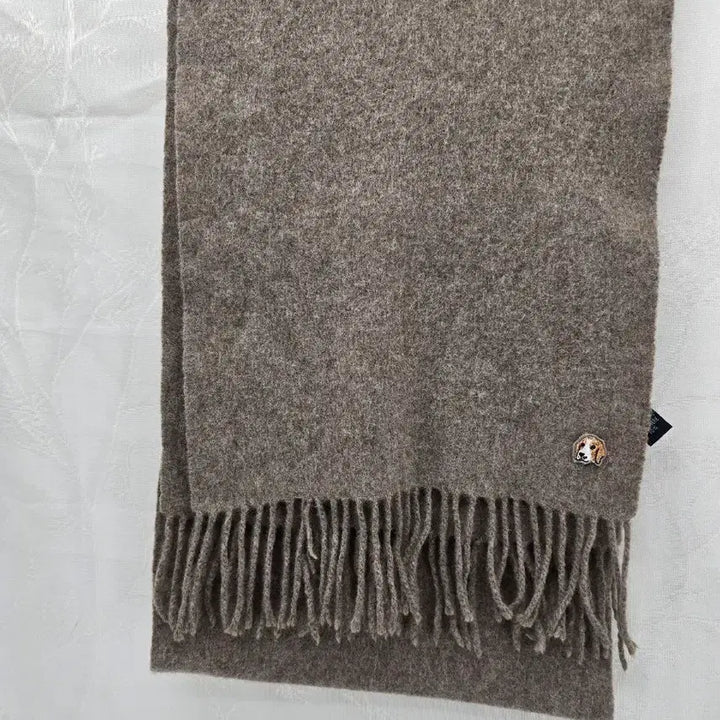 [BUNJANG] Brown Wool Muffler with Dog Embroidery / 브라운 울 머플러 (강아지 자수) [B10499]