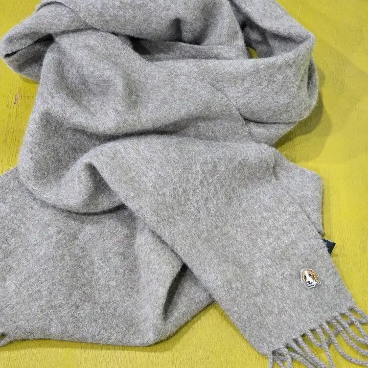 [BUNJANG] Brown Wool Muffler with Dog Embroidery / 브라운 울 머플러 (강아지 자수) [B10499]