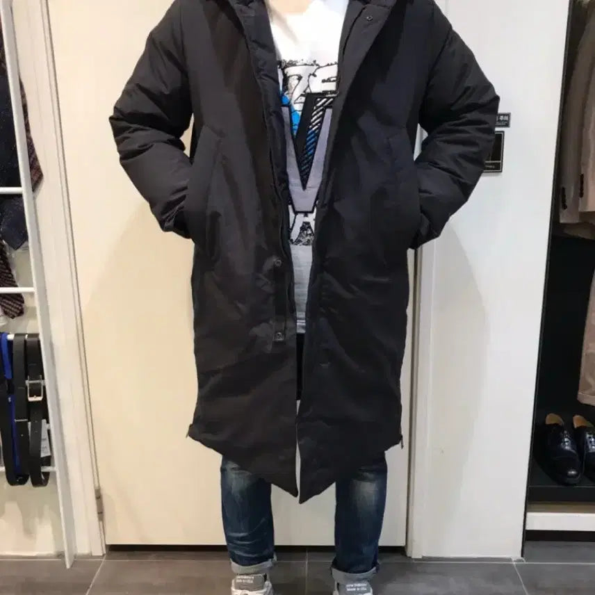 [BUNJANG] T.I FOR MEN Men's Hooded Long Padded Jacket / 티아이포맨 T.I FOR MEN 남성 후드 롱패딩 L