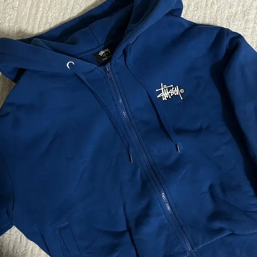 [BUNJANG] Stussy Blue Cropped Hoodie Zip-Up / 스투시 블루색상 후드집업
