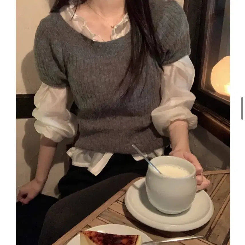 [BUNJANG] Monerf Knit Blouse Coordinate Set / 모너프 니트 블라우스 코디세트