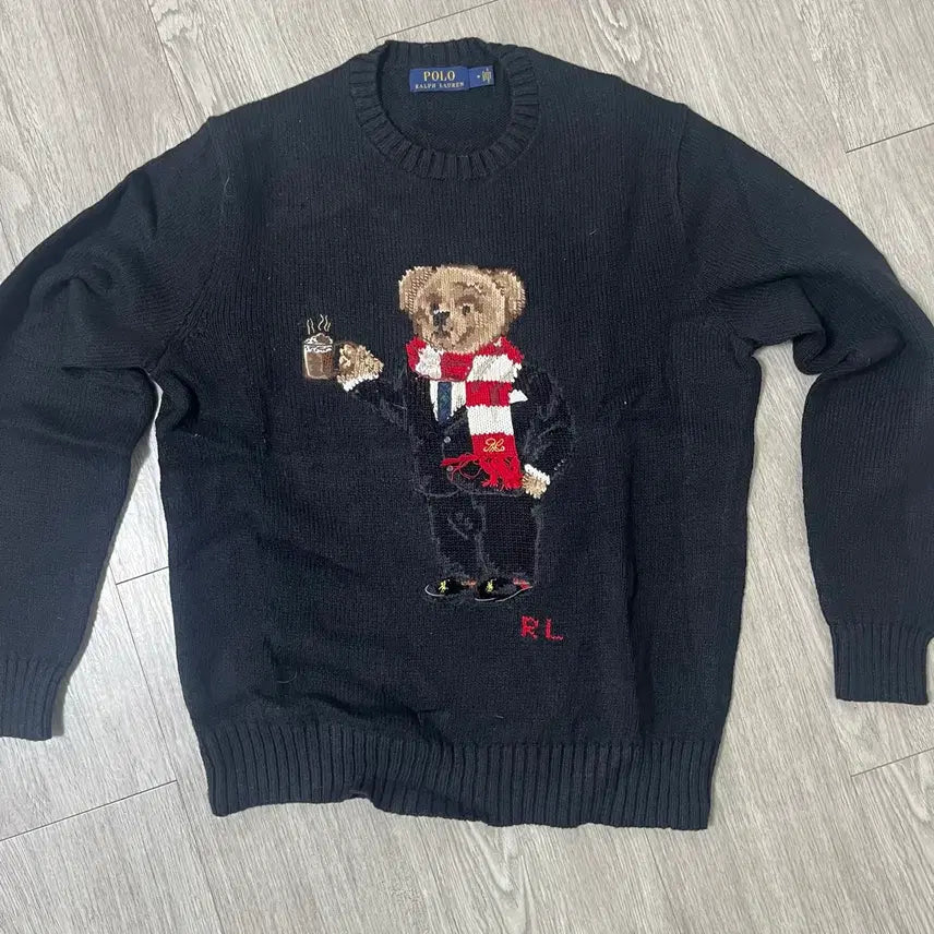 [BUNJANG] Polo Coffee Bear Knit M / 폴로 커피베어 니트 M