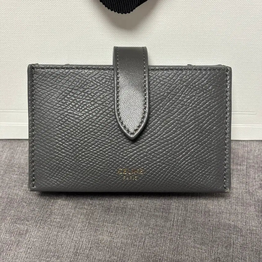 [BUNJANG] Celine Accordion Card Holder Wallet - Grey Calfskin (Full Set) / (정품/풀세트) 셀린느 아코디언 카드 홀더 카드 지갑 / 그레이 카프스킨