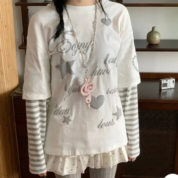 [BUNJANG] Nuov Layered Long Sleeve T-Shirt / 누아브 레이어드 긴팔 티셔츠
