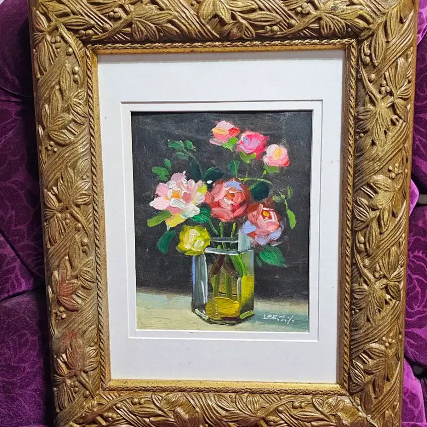 [BUNJANG] Rose Oil Painting in Vintage Frame / 장미 유화작품