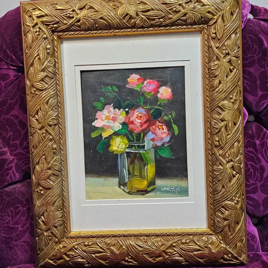 [BUNJANG] Rose Oil Painting in Vintage Frame / 장미 유화작품