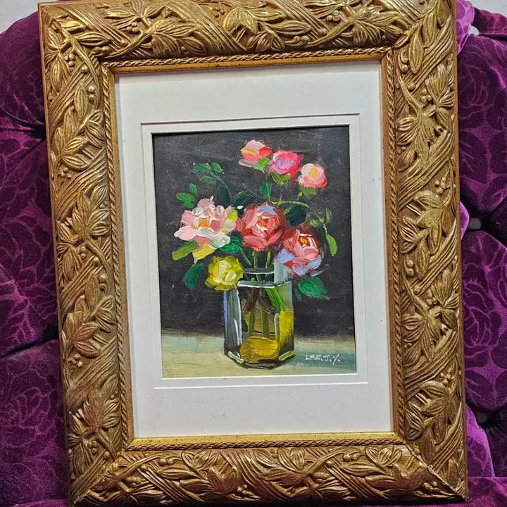 [BUNJANG] Rose Oil Painting in Vintage Frame / 장미 유화작품