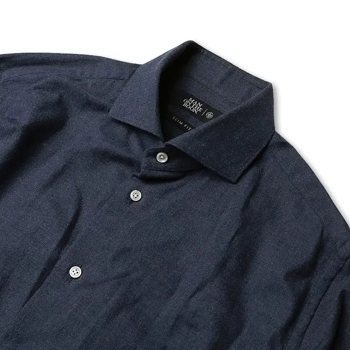 [BUNJANG] Man On The Boon Fade Navy Cotton Flannel Shirt / 맨온더분 [Man On The Boon] 페이드 네이비 코튼 셔츠 플란넬