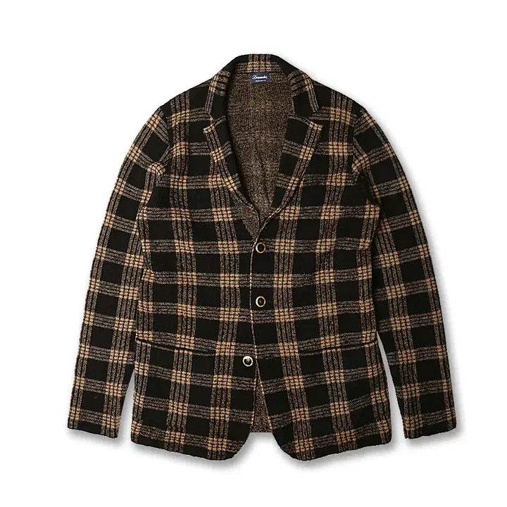 [BUNJANG] Drumohr Lana Wool Check 3B Jacket Cardigan / 드루모어 [Drumohr] 라나 울 체크 럭셔리 3B 자켓 가디건 이태리