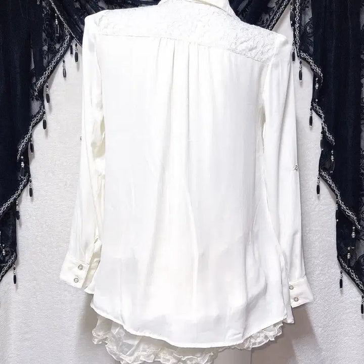 [BUNJANG] Ingni Romantic Gyaru Ivory Lace See-through Blouse Shirt / 잉그니 로맨틱갸루 로걀 아이보리 레이스 시스루 블라우스 셔츠 양산형 핀터