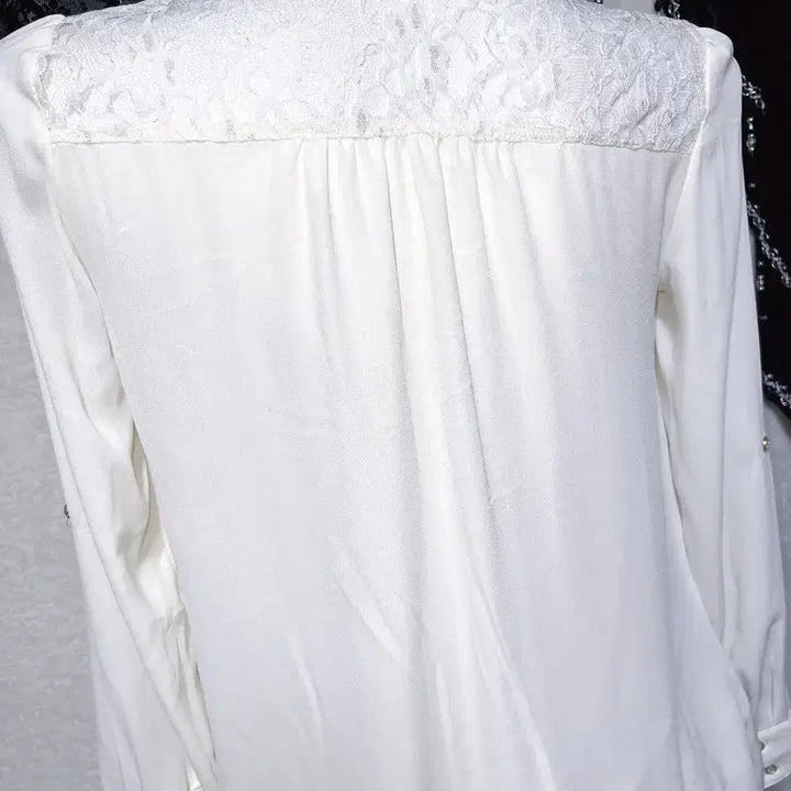 [BUNJANG] Ingni Romantic Gyaru Ivory Lace See-through Blouse Shirt / 잉그니 로맨틱갸루 로걀 아이보리 레이스 시스루 블라우스 셔츠 양산형 핀터