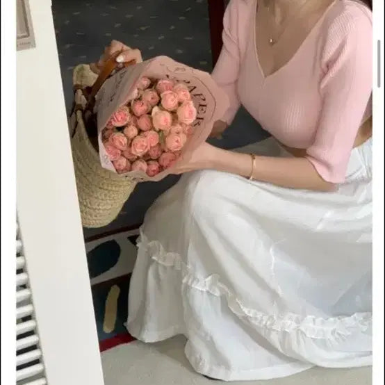 [BUNJANG] Pink Crop Cardigan (Size 55) / 크롭 핑크가디건 55