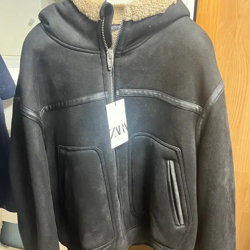 [BUNJANG] Zara Black Suede Mouton Jacket / 자라 블랙 스웨이드 무스탕 자켓