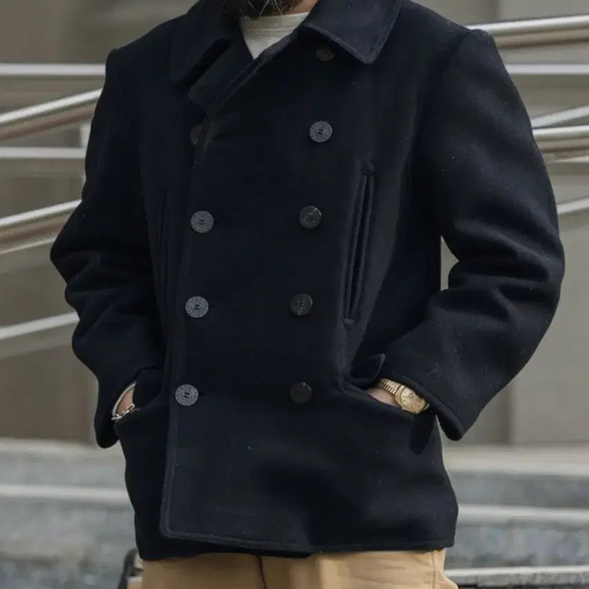 [BUNJANG] Bronson USN Navy Pea Coat / 브론슨 USN 멜튼울 해군 피코트 네이비