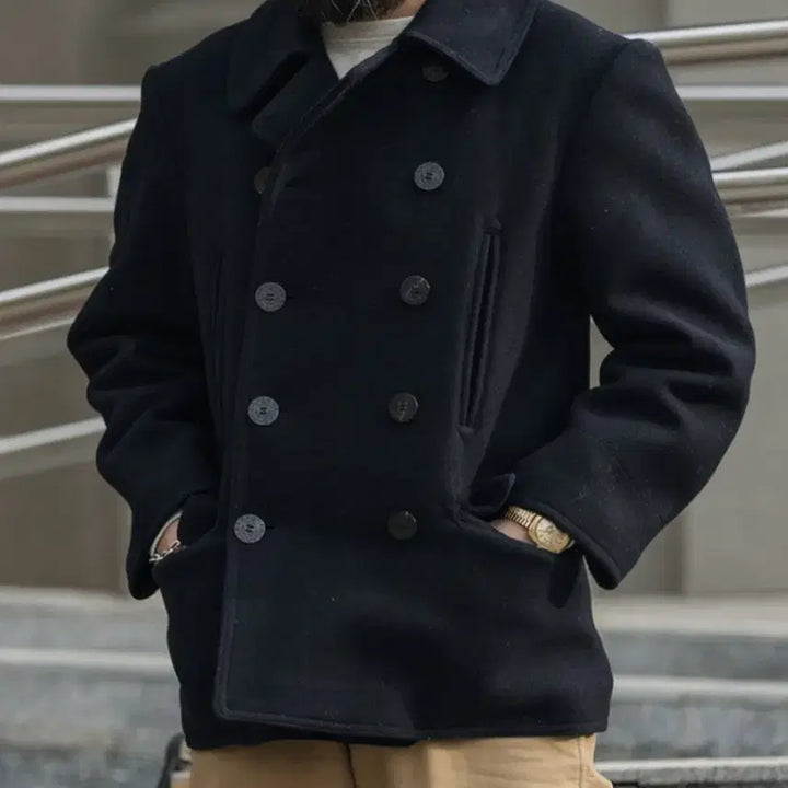 [BUNJANG] Bronson USN Navy Pea Coat / 브론슨 USN 멜튼울 해군 피코트 네이비