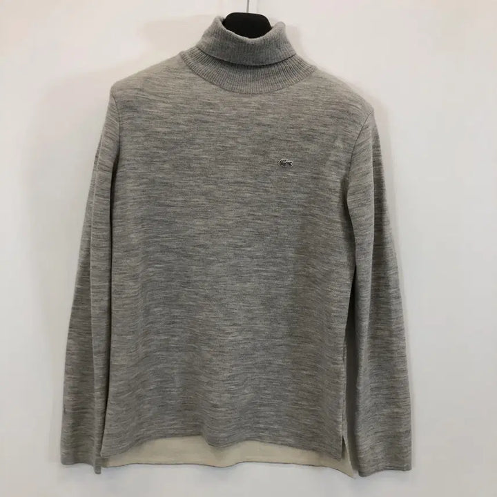 [BUNJANG] Lacoste Wool 100% Patch Logo Turtleneck Sweater / 라코스테 울 100% 폴라니트 여성 90 패치로고