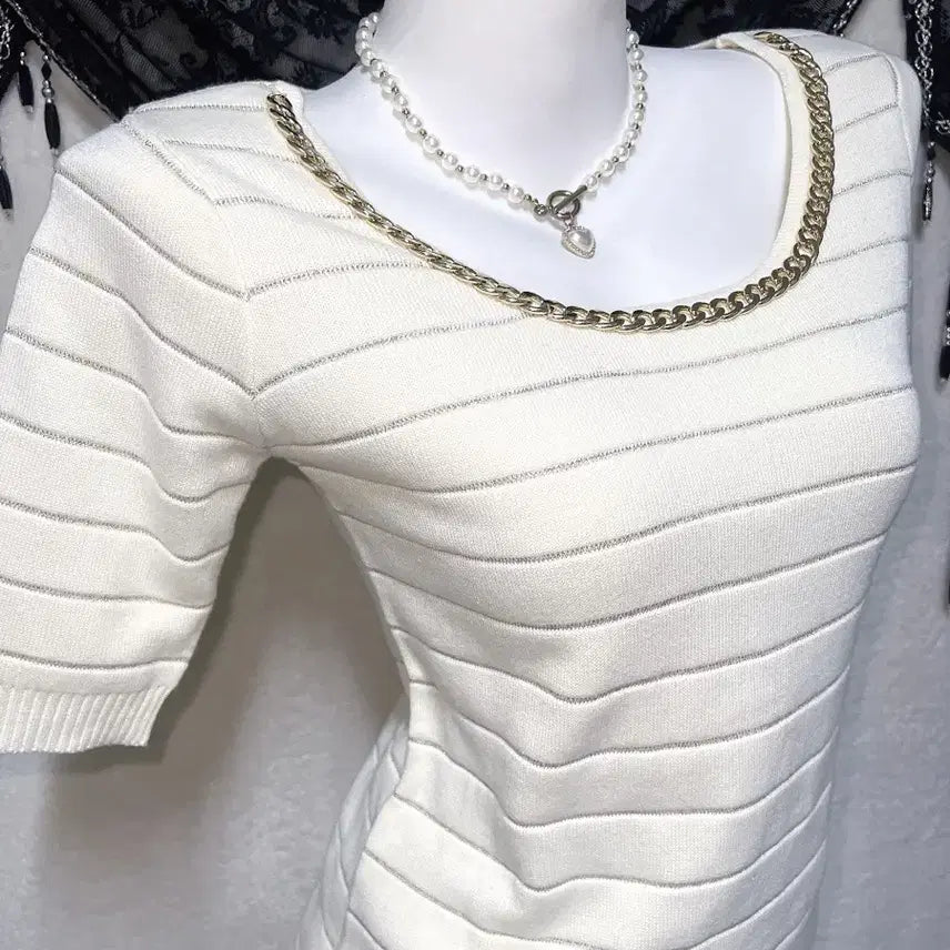 [BUNJANG] Rady Romantic Hime Knit Top / 라디 rady 오네갸루 로맨틱 히메 베메클 금장 체인 니트 로걀탑 핀터