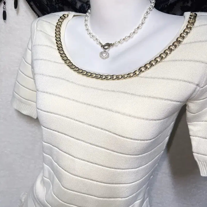 [BUNJANG] Rady Romantic Hime Knit Top / 라디 rady 오네갸루 로맨틱 히메 베메클 금장 체인 니트 로걀탑 핀터