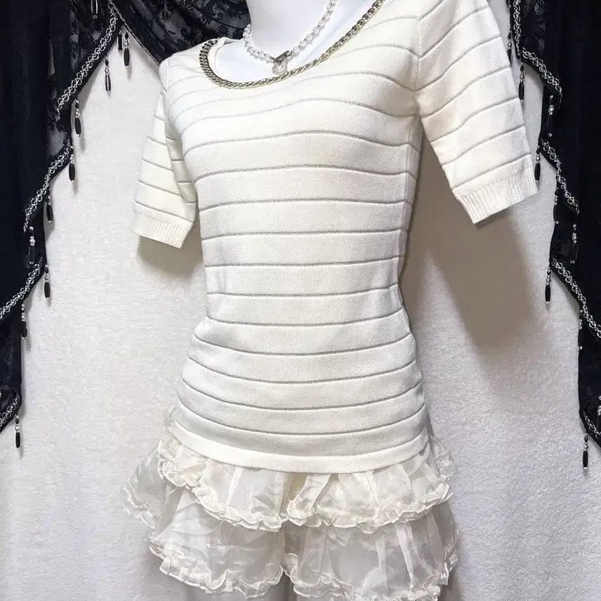 [BUNJANG] Rady Romantic Hime Knit Top / 라디 rady 오네갸루 로맨틱 히메 베메클 금장 체인 니트 로걀탑 핀터