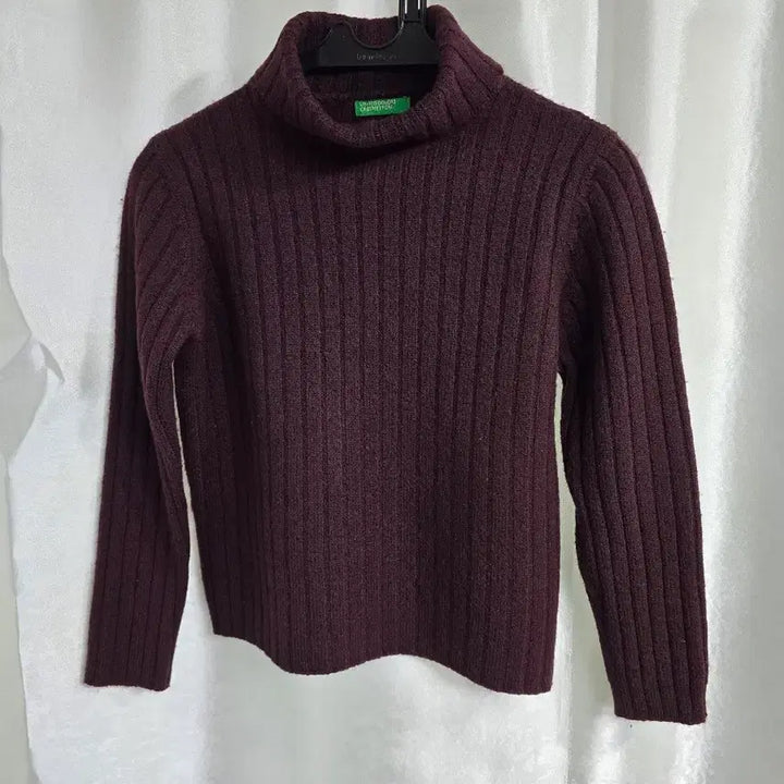 [BUNJANG] Benetton Ribbed Turtleneck Knit Burgundy / 베네통 골지 터틀넥 니트 버건디 (1672)