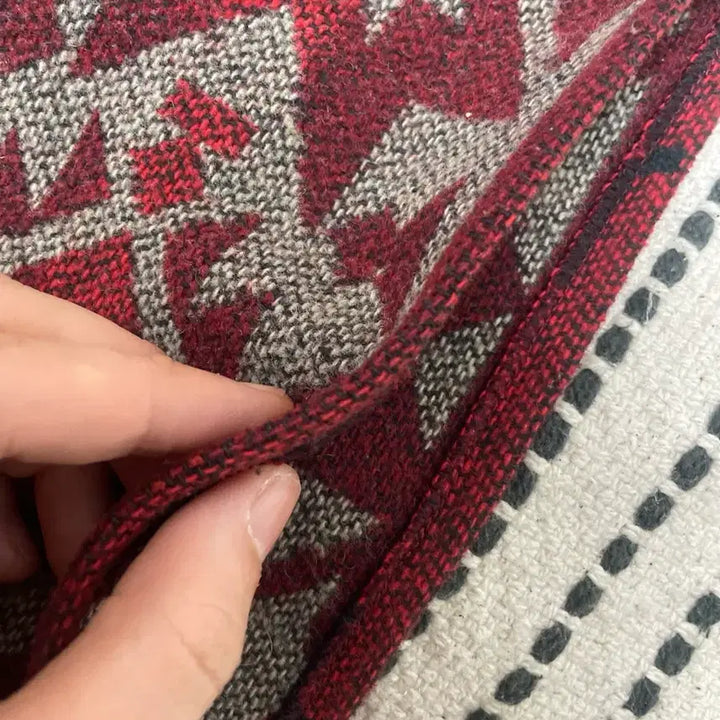 [BUNJANG] Vintage Ethnic Pattern Shirt Red/Black / 빈티지 에스닉 패턴 남방 셔츠 레드/블랙