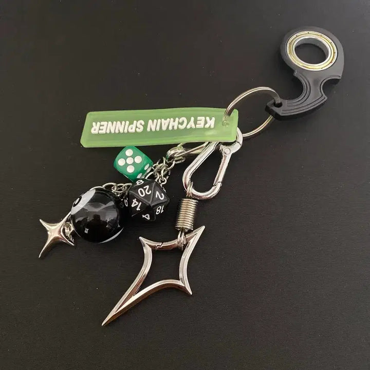 [BUNJANG] Spinner Dice Keychain with 8-Ball Charm / 회전 스피너 다이스 키링
