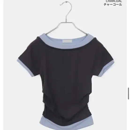 [BUNJANG] Wonderwall Zigzag Layered Short Sleeve Top / 지그재그 원더원더 배색 셔링 레이어드 반팔
