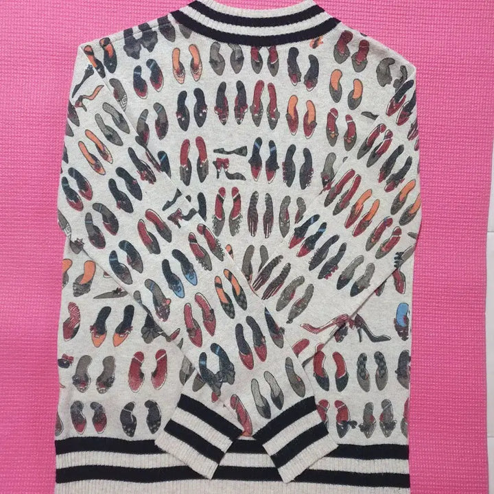 [BUNJANG] Rene & McCoy Shoe Pattern Zip-Up Cardigan / 르니 엔 맥코이 신발 패턴 집업 가디건