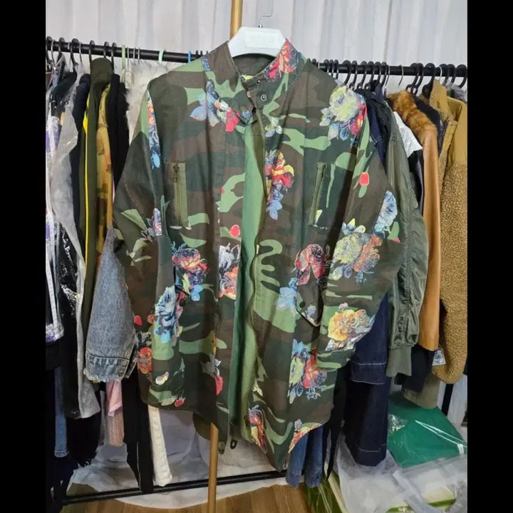 [BUNJANG] Camouflage Flower Print Field Jacket / 카모 플라워 프린팅 야상 자켓